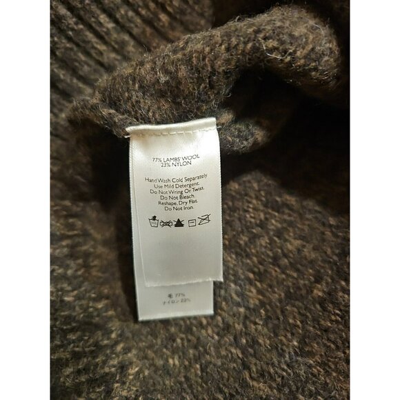 Eddie Bauer Nordic Pullover Men L Lambs Wool Brown Crewneck Tight Knit Sweater - Picture 5 of 7